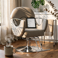 Hydraulic Styling Chair Round Base Salon Styling Chair Polished Finish