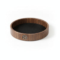 Walnut Rotating Tray Raised Sides Rotating Organizer Tray for Washroom Counter