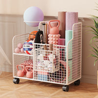 Yoga Mat Storage Basket with Wheels for Fitness Equipment