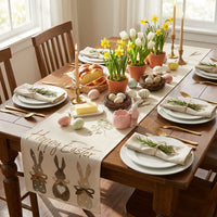 Easter Table Runner Heat Insulating Easter Bunny Table Cloth for Kitchen Dining Table Decoration Home Party Decor, 33x183cm
