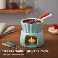 Chocolate Fondue Set Japanese Design Ceramic Melting Pot Ceramic Chocolate Melter Tea Candle Powered Tealight Fondue Warmer