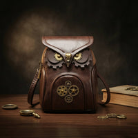 Owl Shoulder Bag with Adjustable Strap Compact Owl Handbag Pu Leather for Teens