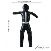 Hooded Head Combat Arts Training Mannequin Synthetic Leather Humanoid Training Mannequin Glossy Finish Waist Belt Detail