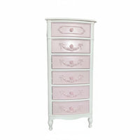 Princess & fashion Multi-Color Drawer Nightstand French Inspired Chest of Drawers Colorful Design Storage Cabinet Scalloped three-pronged for Young Women, Interior Decorators, Bedroom, Kids' Room, Entryway, Hallway