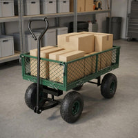 Four-Wheel Utility Cart Open Bed Mesh-Side Utility Cart Green