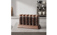 Coffee Bean Display Base with Glass Tubes Coffee Bean Tube Holder with Wooden Base Organized Rack for Baristas
