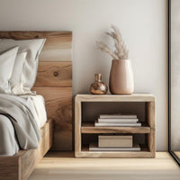 Bedside Nightstand Distressed Finish Side Table Minimalist Design for Homeowners