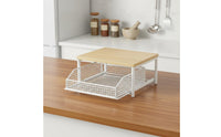 2-Tier Vegetable Storage Stand Versatile Pull-out Basket Counter Shelf Space-Saving Sliding Basket Countertop Organizer for Pantry, Under Sink