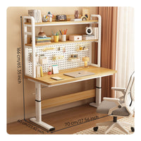 Adjustable Height Desk Space Saving Design Student Workstation with Pegboard Multifunctional Desk with Pegboard Organizer for Students, Teens, Bedroom