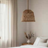 Woven Rattan Lampshade Handmade Woven Hanging Light Rustic for Restaurant, Hotel