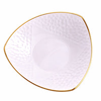 Gold Trimmed Ceramic Triangle Plate, Bone China