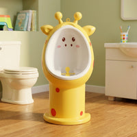 Urinal with Toilet Brush Giraffe-Shaped Toddler Urinal Easy-to-Clean for Daycare