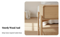 Nightstand with Storage Rattan Design Single-Drawer Stand with Woven Shelf