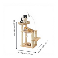 Multi-level compact wood cat tree