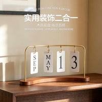 跨境简约金属框翻页木质工艺日历摆件餐桌面摆设玄关拍照拍摄道具