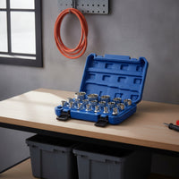 19 Pieces Star Socket Set Chrome-Finished 12-Point Socket Set Tools Corrosion-Resistant Polished for Mechanics, Auto Repair