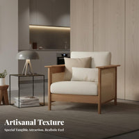 Japanese Japanese-inspired design Rattan-accentuationed Furniture Set Woven detailing Rattan Panel Wooden Couch Modern Minimalist Design Sofa sturdy Wood Frame for Apartment Dwellers, property owners, Interior Designers, Living Room, Sunroom, Office
