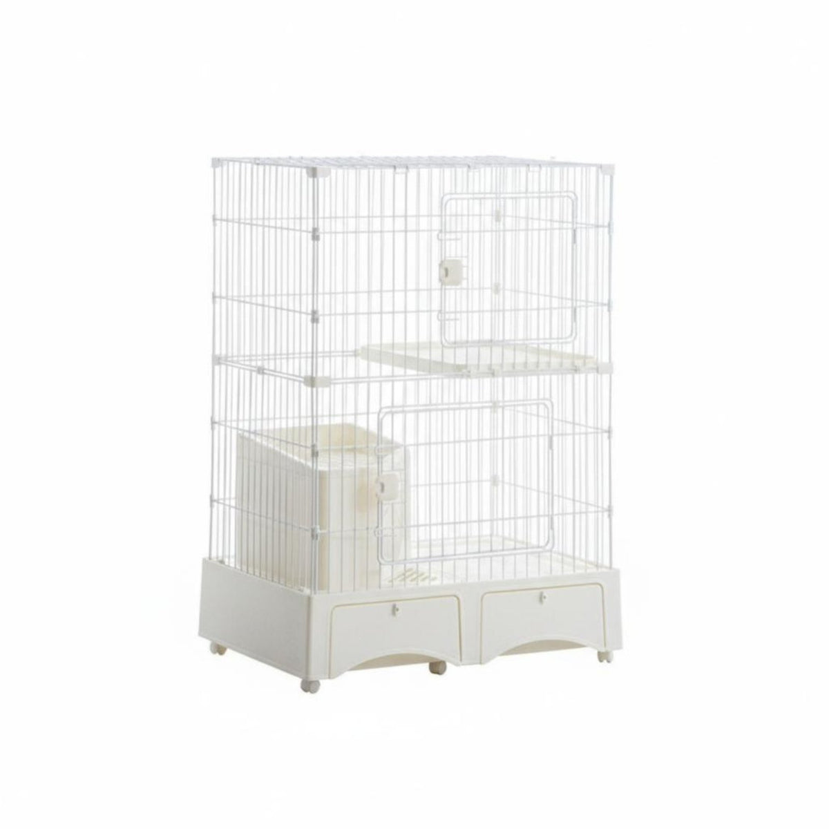 super Large Space 3-Story Cat Kennel with Litter Box Enclosure Spacious Interior Multi-Level Wire Crate Villa design pet Housing Easy to Clean for young cat Owners, Pet Parents, Indoors, Indoor, Living Room, Bedroom