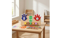 Arithmetic Board with Felt Hands Preschool Counting Board with Beads Wooden Math Toy Screennon-Digital Game Fine Motor