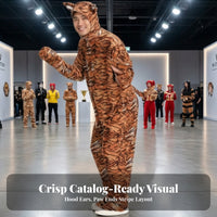 Full-Body Tiger Costume Hooded Tiger Onesie Cozy Animal Costume Lightweight for Stage Performances