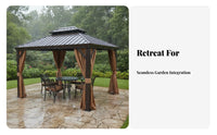 Fourfour-Leg Outdoor Canopy Waterproof Patio Sun Cover Weather Resistant Rigid-Roof Gazebo for Garden Enthusiasts, Party Hosts, Backyard, Poolside