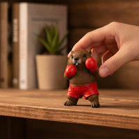 Resin Animal Figurine with Boxing Gloves | Sporty, Boxing Animal Statue, for Desk