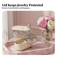 Rotatable Design four-tier Rotating Organizer Compartmentalized four-tier Rotating Storage Case Space-Saving Jewelry Box Multi-Functional for Women, young women, Students, Desktop, Dressing Table, Bedroom, Dorm Room