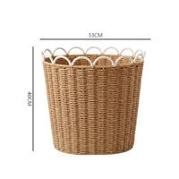 Round Handwoven Basket Rim Paper Rope Basket Decorative