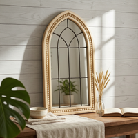 Windowpane Arch Mirror Black Mirrored Middle Home Decoration Decorative