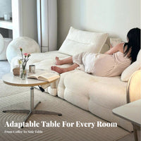 Adjustable Height Round elevatingTop End Table Movable Living Room Furniture Modern Design Space-Saving for Apartment Dwellers, Homeowners, Students, Bedroom, Home Office, Hallway