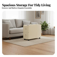 Mobile Nightstand Easy to Clean Rolling Side Rolling Side Table with Drawers