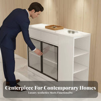 Modern design C-Shaped Snack Table Multifunctional Household Furniture Space-Saving Design Storage Shelf for Homeowners, Apartment Dwellers, Remote Workers, Sofa Side, Living Room, Small Spaces, Home Office