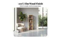 Solid Wood Construction Uncovered-Back Shelving Unit Shelf Natural Oil Finish Slim Book Shelving Unit Traditional Joinery Bookshelf Space-Saving Design for Students, Collectors, Homeowners, Living Room, Bedroom, Small Areas