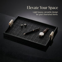 Leather Wood Tray - Light Luxury Decor