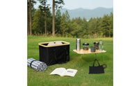 Camping Storage Box with Tabletop Lightweight Folding Outdoor Container Table Versatile Bamboo Top Storage Bin for Picnickers