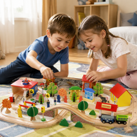 Wooden Rail Set Train Toy 78 Pieces For Ages 4+ DIY Assembly Toy Educational Toy