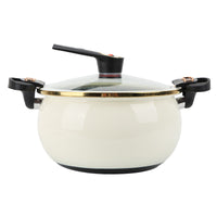Korean Style Micro-Pressure Pot, Home Non-Stick Soup Pot, Large Capacity, Gas and Electric Universal, Double Handles, Enamel Material