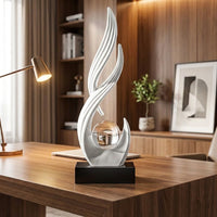 Resin Centerpiece Figurine Light Deluxe Crystal Ball Ornament High-End Modern Art Statue for Homeowners, Gift Presenters, Entryway, TV Stand