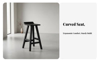 Round Top Counter Stool Minimalist Look Bar Seating Built-in Footrest for Cafe