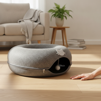 Cat Tunnel Donut Bed Semi-Enclosed Pet House with Play Tunnel, Washable & Dirt-Resistant