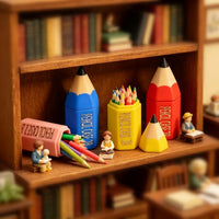 Dollhouse娃娃屋迷你仿真彩色铅笔收纳桶模型 微缩铅笔筒摆件道具