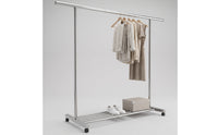 Stainless Steel Rolling Clothes Rack Floor-Standing Clothes Rack with Shelves Mobile Furniture Heavy-Duty for Bedroom