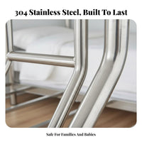 Rust-Proof Stainless Steel Bunk Bed Space-Saving Adult Bunk Bed Easy Assembly No Box Support Needed for Students, Roommates, Dormitory, Shared Room, Hostel, Apartment