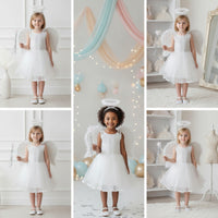 4 Pieces Angel Wings Circlet Headband and Wand Set Comfortable for Toddlers