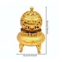 Three-Leg Scent Vessel Spherical Heat-Resistant Ornate Brass Scent Vessel