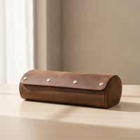 Vintage Watch Roll with Three Slots Distressed Watch Travel Case Compact Portable for Travelers
