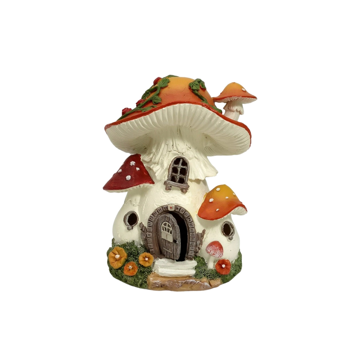 Solar Toadstool House Light Warm Glow Cottage Figurine Charming for Patio