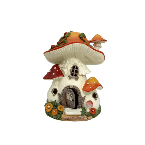 Solar Toadstool House Light Warm Glow Cottage Figurine Charming for Patio