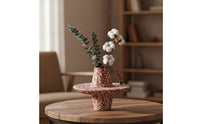 Artistic Geometric Vase Decorative Vase with Loop Handle for Coffee Table, Bookshelf, Dried Flowers