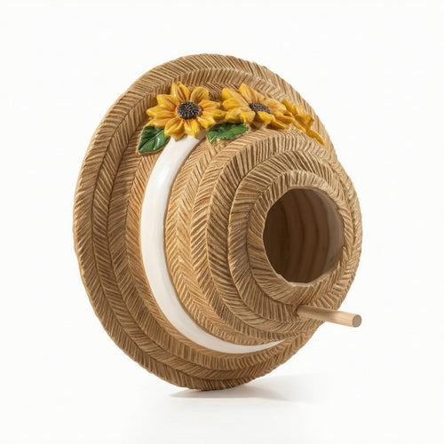 Bird Nest Ornament Nature-Themed Wall Ornament with Perch Decorative Bird Nest for Gardeners, Courtyard, Fence